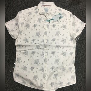 Men’s Steel & Jelly White and Navy Short Sleeve Button Up Shirt